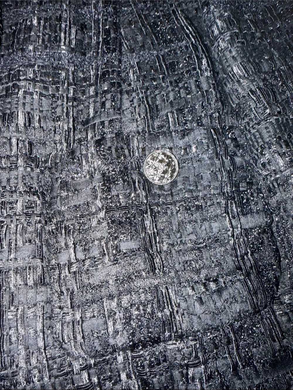 CHANEL Black Tweed Boxy Jacket with Signature Buttons